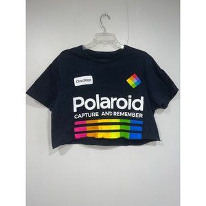 Polaroid Land Camera Black Cut Off T-Shirt Crop Top Size‎ Large